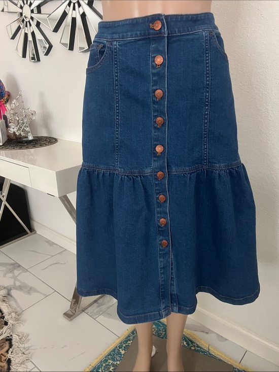 Madewell Dresses & Skirts - Madewell women’s jean Dark Blue Button-Front Denim Midi Skirt size 29